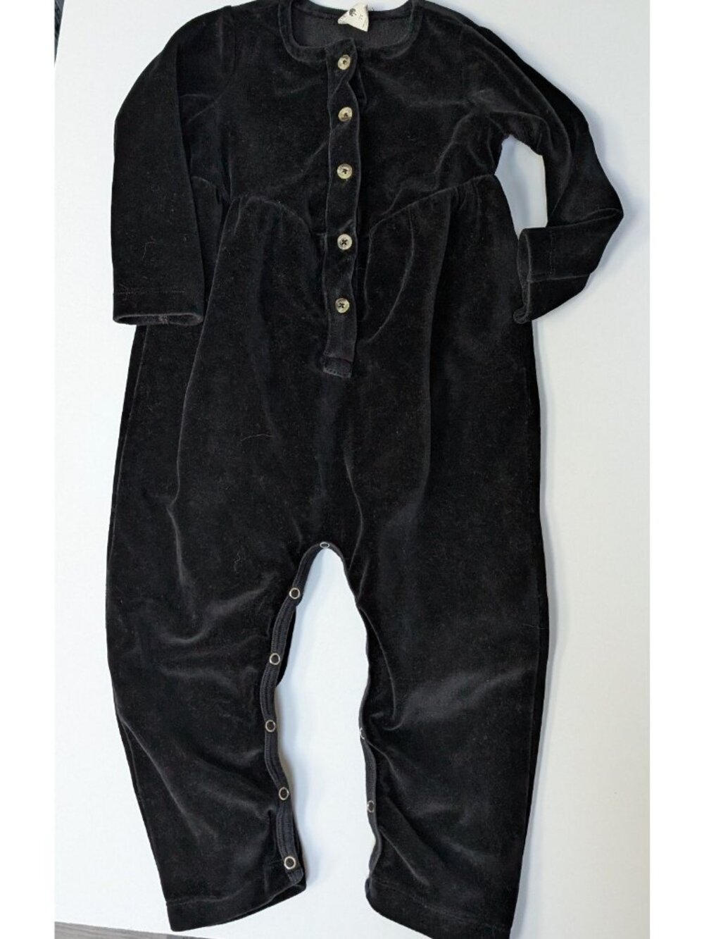 Kate Quinn Organic Cotton Black Velour V Waist Jumpsuit 2T